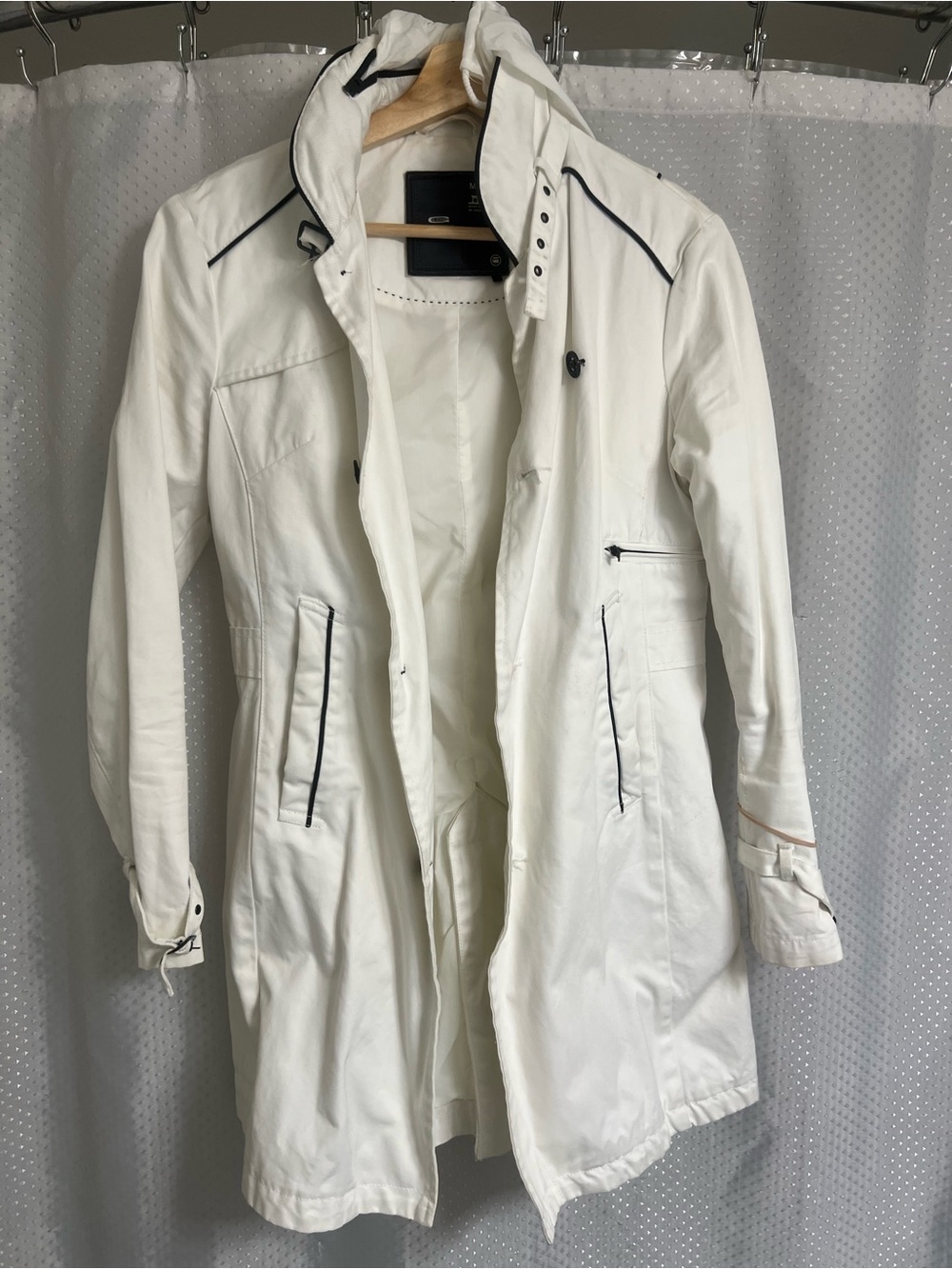 G-Star White Trench Coat with Black Contrast Trim